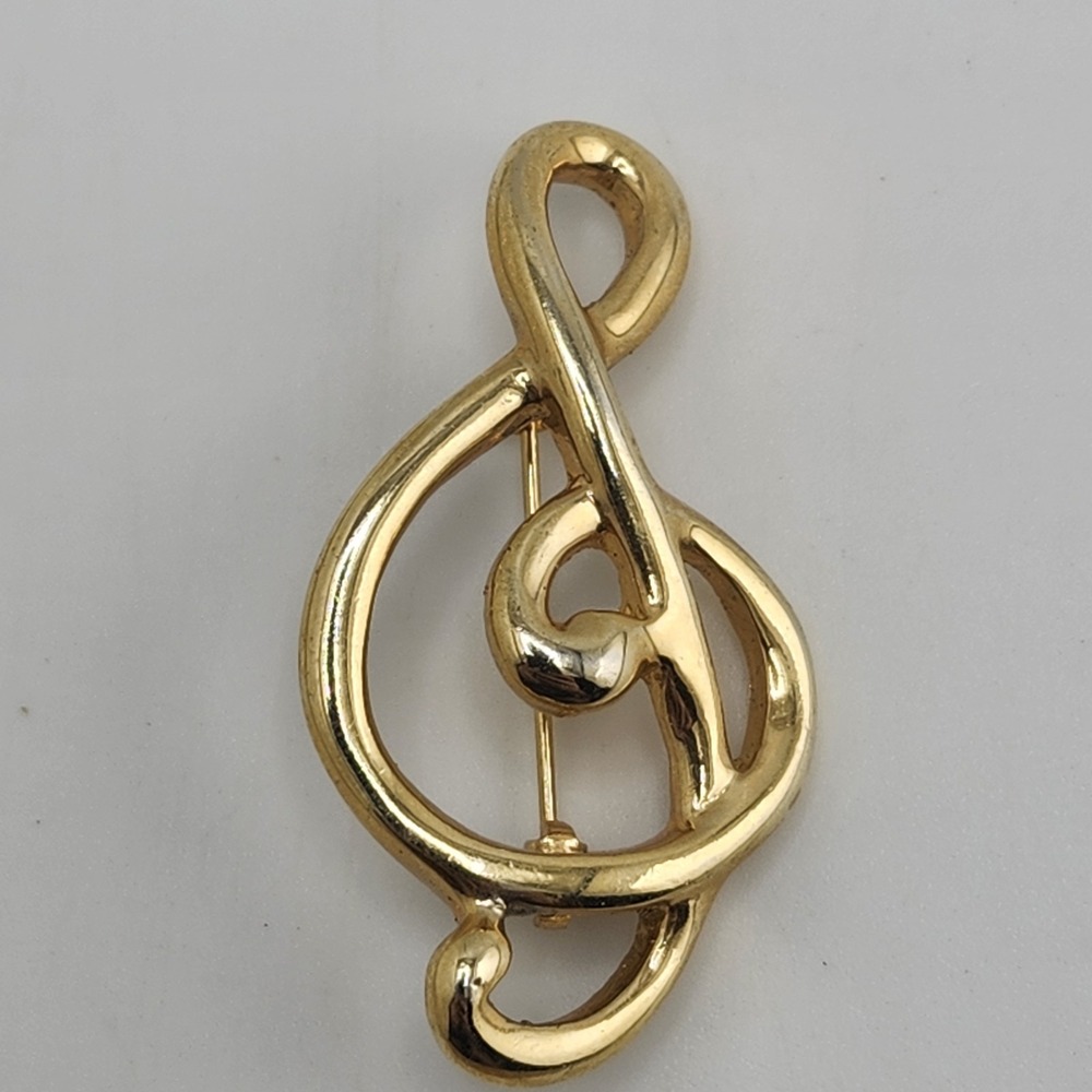 Vintage Treble Clef Music Note Brooch Pin Gold‎ Tone Music Jewelry Brooch